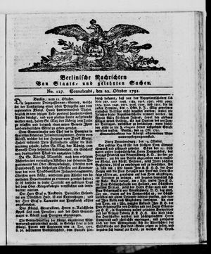 Berlinische Nachrichten von Staats- und gelehrten Sachen on Oct 22, 1791