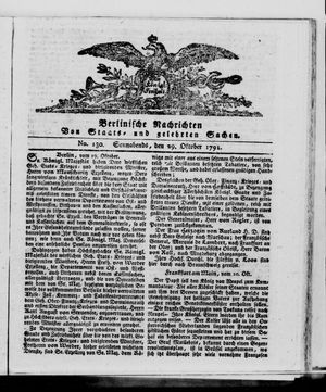 Berlinische Nachrichten von Staats- und gelehrten Sachen vom 29.10.1791
