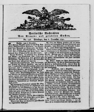Berlinische Nachrichten von Staats- und gelehrten Sachen vom 06.12.1791