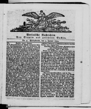 Berlinische Nachrichten von Staats- und gelehrten Sachen vom 05.01.1793