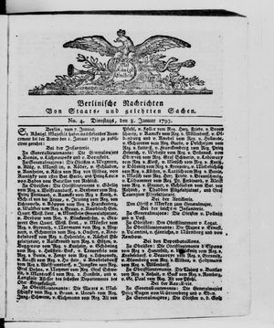 Berlinische Nachrichten von Staats- und gelehrten Sachen vom 08.01.1793