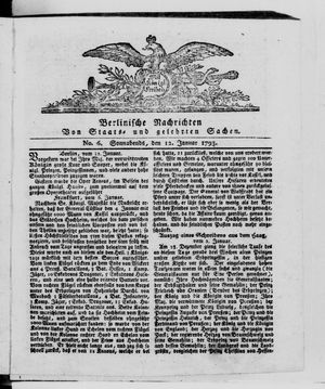 Berlinische Nachrichten von Staats- und gelehrten Sachen vom 12.01.1793