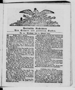 Berlinische Nachrichten von Staats- und gelehrten Sachen vom 12.02.1793