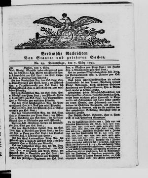 Berlinische Nachrichten von Staats- und gelehrten Sachen vom 07.03.1793
