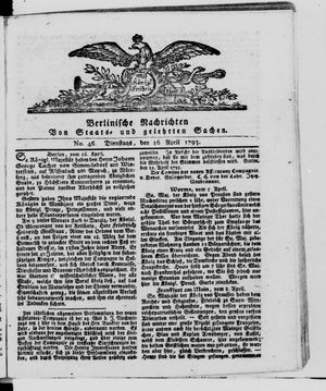 Berlinische Nachrichten von Staats- und gelehrten Sachen vom 16.04.1793