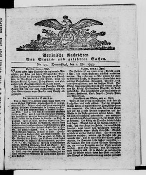 Berlinische Nachrichten von Staats- und gelehrten Sachen vom 02.05.1793