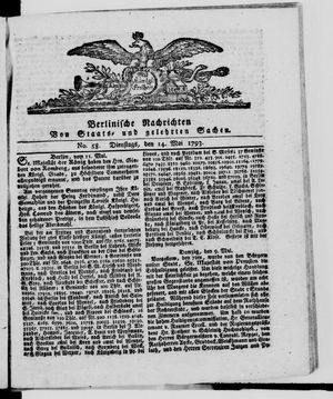 Berlinische Nachrichten von Staats- und gelehrten Sachen vom 14.05.1793
