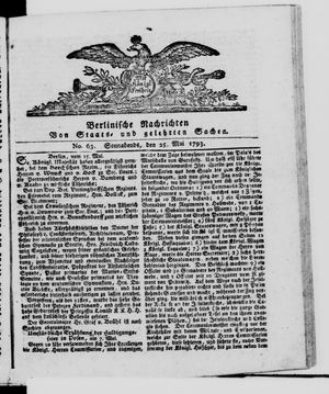 Berlinische Nachrichten von Staats- und gelehrten Sachen vom 25.05.1793