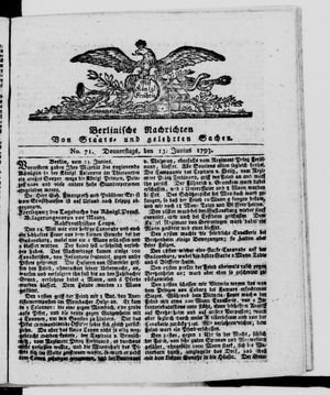 Berlinische Nachrichten von Staats- und gelehrten Sachen vom 13.06.1793