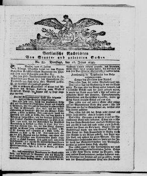 Berlinische Nachrichten von Staats- und gelehrten Sachen vom 16.07.1793