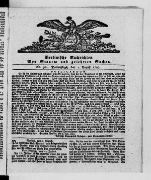 Berlinische Nachrichten von Staats- und gelehrten Sachen vom 01.08.1793