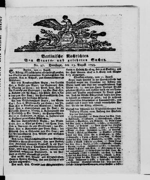 Berlinische Nachrichten von Staats- und gelehrten Sachen vom 13.08.1793