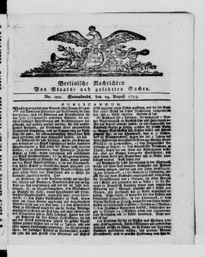 Berlinische Nachrichten von Staats- und gelehrten Sachen vom 24.08.1793
