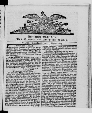 Berlinische Nachrichten von Staats- und gelehrten Sachen vom 31.08.1793