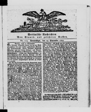 Berlinische Nachrichten von Staats- und gelehrten Sachen vom 19.09.1793