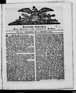 Berlinische Nachrichten von Staats- und gelehrten Sachen vom 28.09.1793