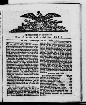 Berlinische Nachrichten von Staats- und gelehrten Sachen vom 10.10.1793