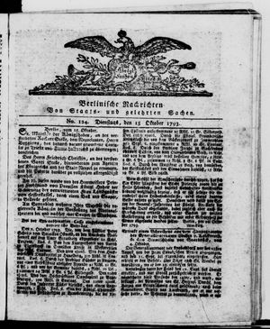 Berlinische Nachrichten von Staats- und gelehrten Sachen vom 15.10.1793