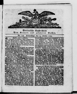 Berlinische Nachrichten von Staats- und gelehrten Sachen vom 24.10.1793