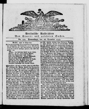 Berlinische Nachrichten von Staats- und gelehrten Sachen vom 26.12.1793