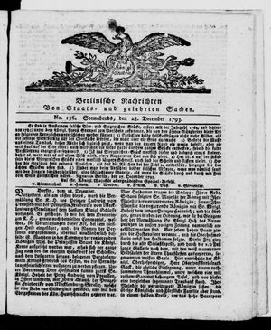 Berlinische Nachrichten von Staats- und gelehrten Sachen vom 28.12.1793