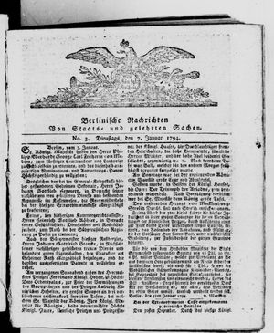 Berlinische Nachrichten von Staats- und gelehrten Sachen vom 07.01.1794