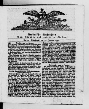 Berlinische Nachrichten von Staats- und gelehrten Sachen vom 21.01.1794