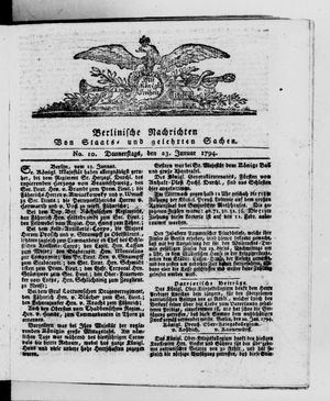 Berlinische Nachrichten von Staats- und gelehrten Sachen vom 23.01.1794