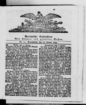 Berlinische Nachrichten von Staats- und gelehrten Sachen vom 25.01.1794