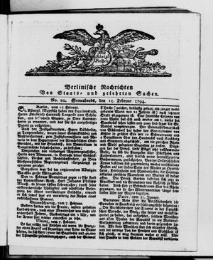 Berlinische Nachrichten von Staats- und gelehrten Sachen vom 15.02.1794