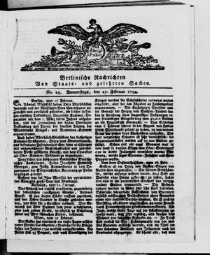 Berlinische Nachrichten von Staats- und gelehrten Sachen vom 27.02.1794