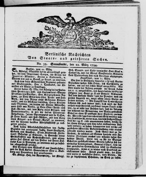 Berlinische Nachrichten von Staats- und gelehrten Sachen vom 22.03.1794