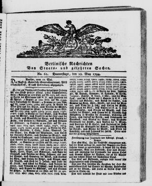 Berlinische Nachrichten von Staats- und gelehrten Sachen on May 22, 1794