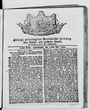 Berlinische Nachrichten von Staats- und gelehrten Sachen on May 31, 1794