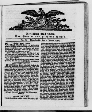 Berlinische Nachrichten von Staats- und gelehrten Sachen vom 07.06.1794