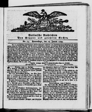 Berlinische Nachrichten von Staats- und gelehrten Sachen vom 19.06.1794