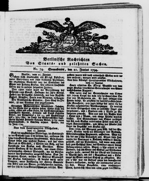 Berlinische Nachrichten von Staats- und gelehrten Sachen vom 21.06.1794