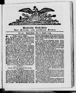 Berlinische Nachrichten von Staats- und gelehrten Sachen on Jul 17, 1794