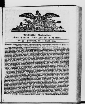 Berlinische Nachrichten von Staats- und gelehrten Sachen vom 16.08.1794