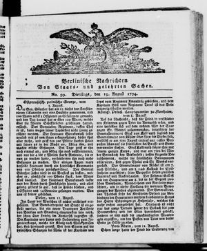 Berlinische Nachrichten von Staats- und gelehrten Sachen vom 19.08.1794