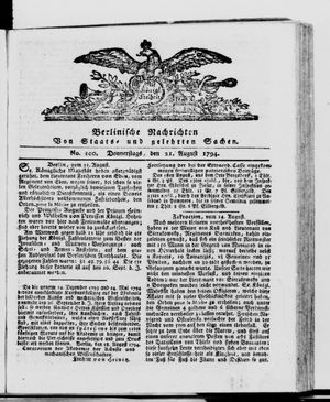 Berlinische Nachrichten von Staats- und gelehrten Sachen vom 21.08.1794