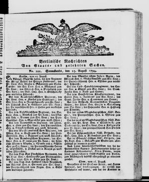 Berlinische Nachrichten von Staats- und gelehrten Sachen vom 23.08.1794