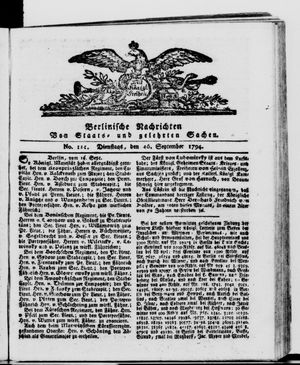 Berlinische Nachrichten von Staats- und gelehrten Sachen vom 16.09.1794