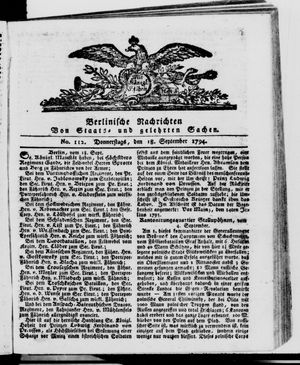 Berlinische Nachrichten von Staats- und gelehrten Sachen vom 18.09.1794