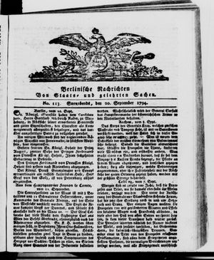 Berlinische Nachrichten von Staats- und gelehrten Sachen vom 20.09.1794
