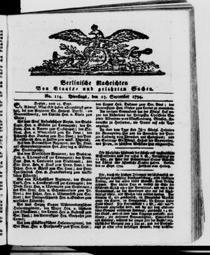 Berlinische Nachrichten von Staats- und gelehrten Sachen vom 23.09.1794