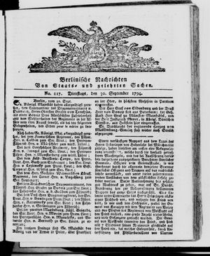 Berlinische Nachrichten von Staats- und gelehrten Sachen on Sep 30, 1794