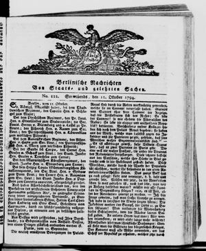 Berlinische Nachrichten von Staats- und gelehrten Sachen vom 11.10.1794