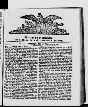 Berlinische Nachrichten von Staats- und gelehrten Sachen vom 11.11.1794