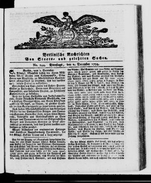 Berlinische Nachrichten von Staats- und gelehrten Sachen vom 02.12.1794
